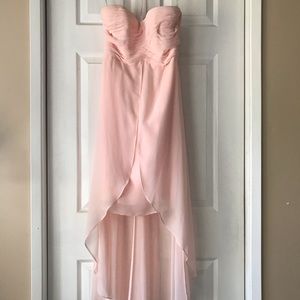High low strapless chiffon dress